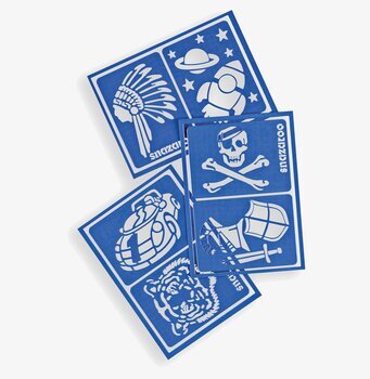 Schabloner Blå från Snazaroo med olika fantasifulla mönster