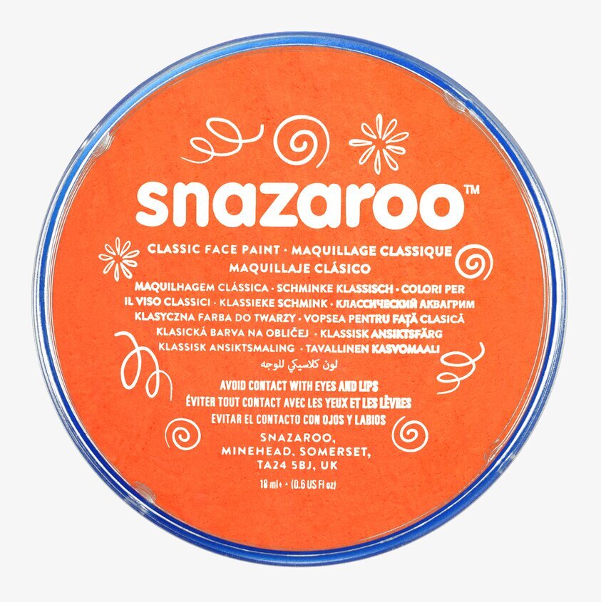 Ansiktsfärg Orange 18ml från Snazaroo i en plastbehållare