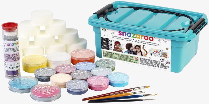 Ansiktsfärg Proffspaket 3 från Snazaroo i turkos låda