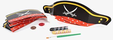 Pirat Kalas-kit från Snazaroo med hattar, ansiktsfärger, mynt