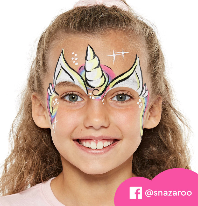 Ansiktsfärg Unicorn & Butterfly från Snazaroo på barnkalas
