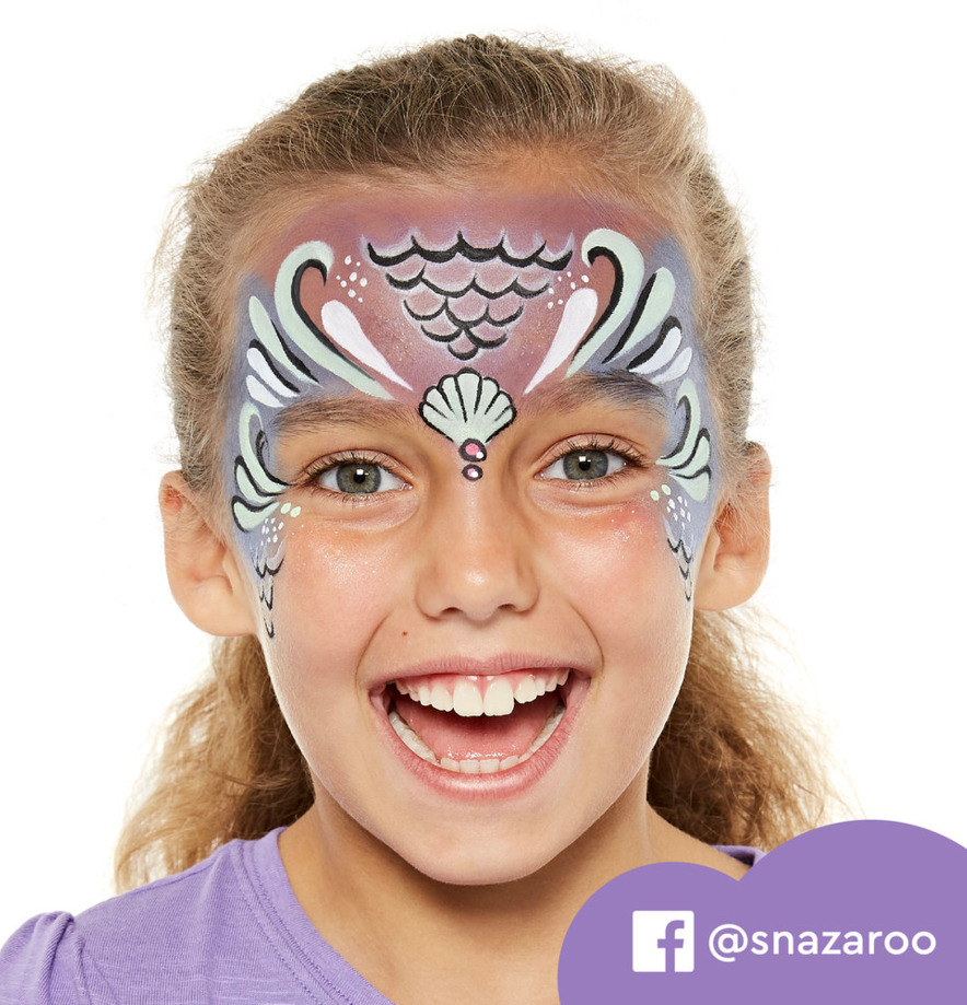 Ansiktsfärg Unicorn & Butterfly från Snazaroo på barnets ansikte