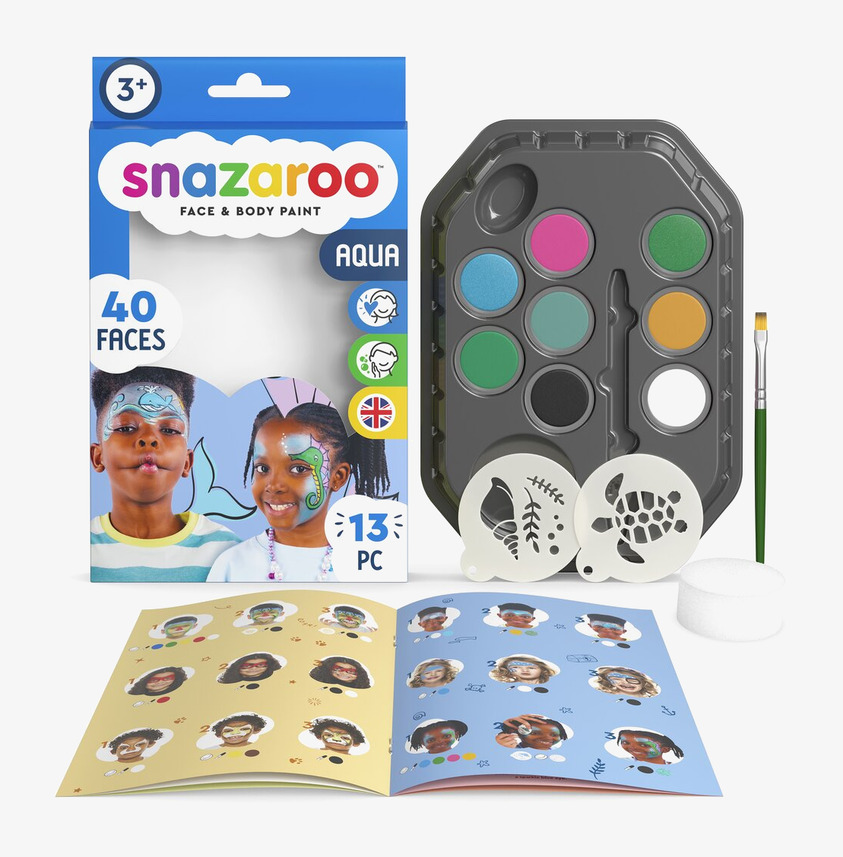 Ansiktsfärg Aqua Face Paint Kit från Snazaroo med barnmotiv