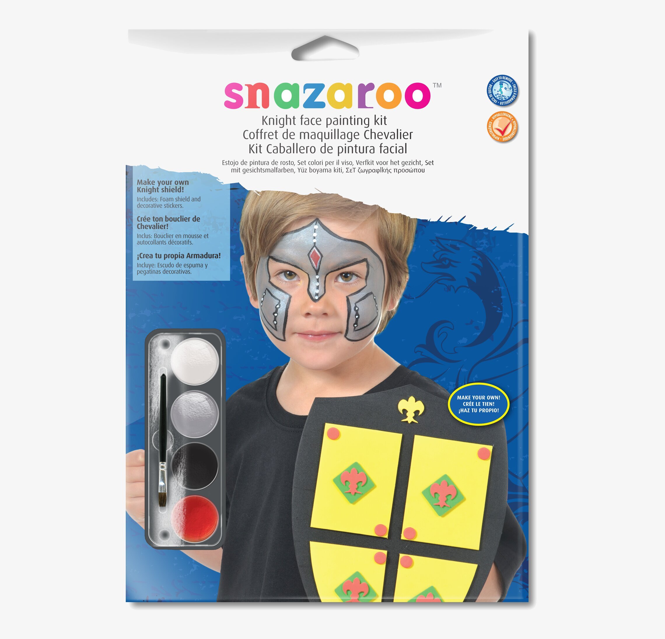 Ansiktsfärg Riddare Rollspel från Snazaroo med skumsköld