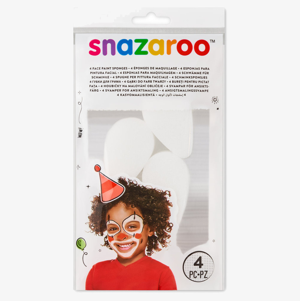 Makeupsvamp 4-pack Tear Drop från Snazaroo i transparent påse