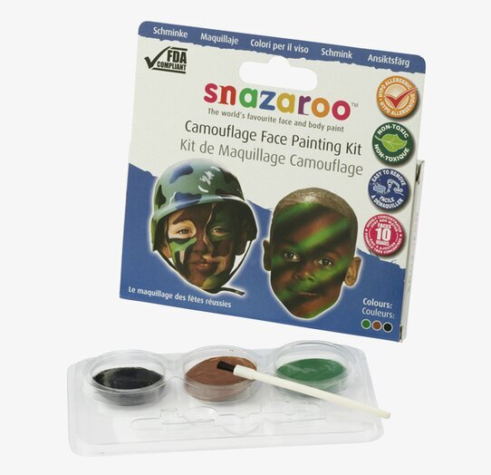 Snazaroo Camouflage Painting Kit med tre färger och pensel