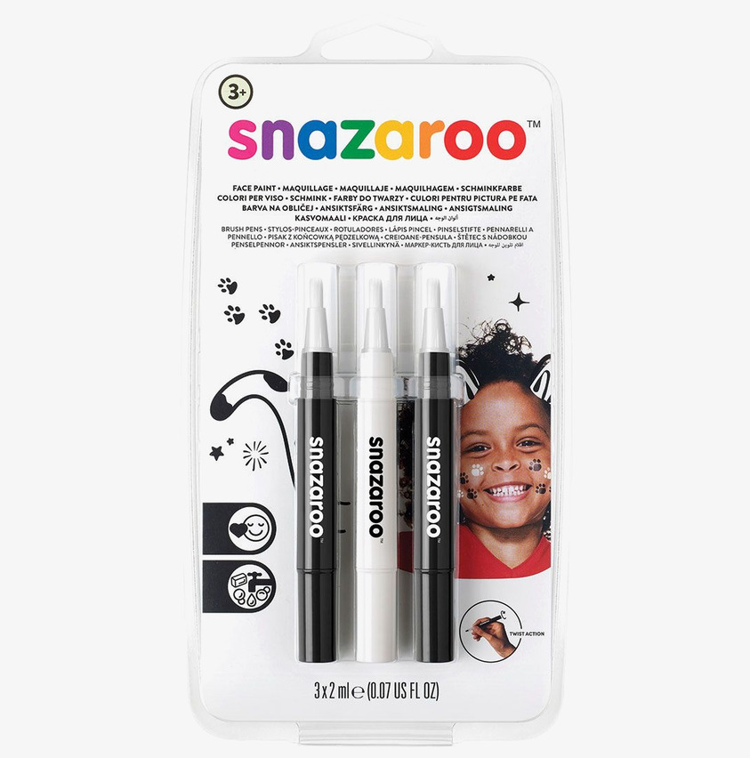 Ansiktsfärg Brushpen Monochrome Snazaroo - Paket
