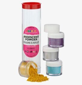 Snazaroo Skimrande pulver i färgglada burkar och röd lock